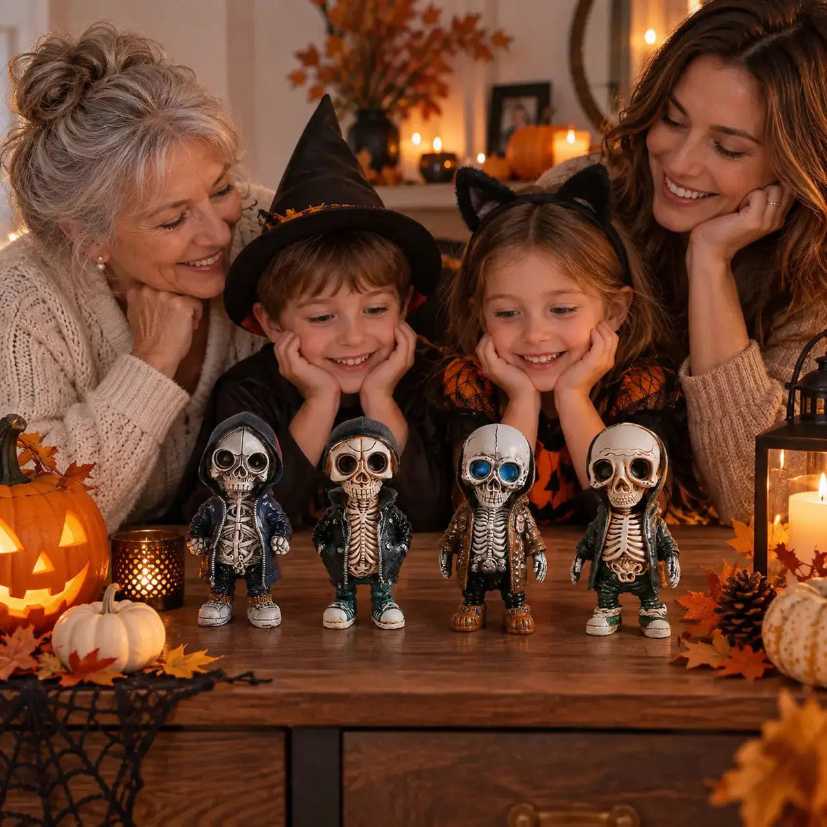 Statuette Halloween – Figurine Squelette à Capuche