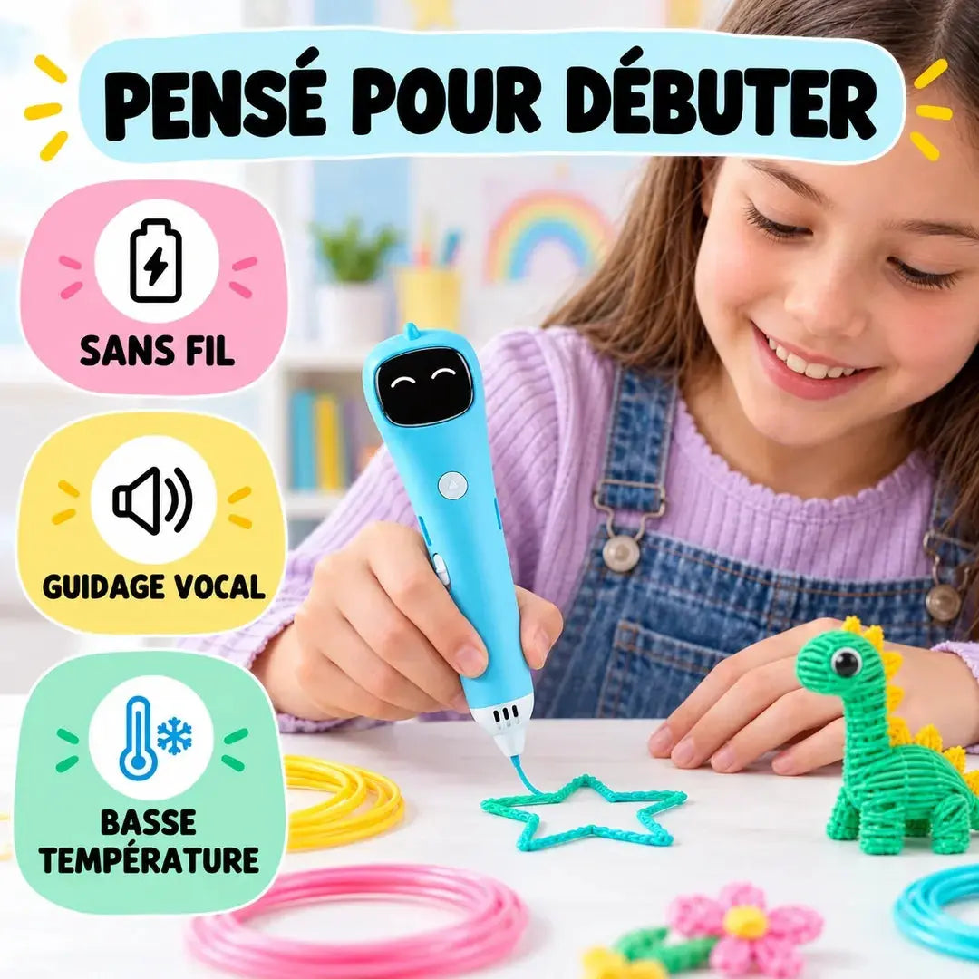 Stylo 3D Enfant Rechargeable – Création Illimitée dès 10 ans