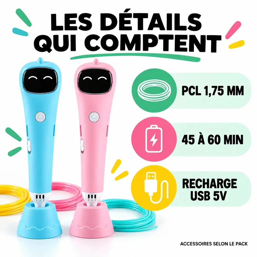 Stylo 3D Enfant Rechargeable – Création Illimitée dès 10 ans