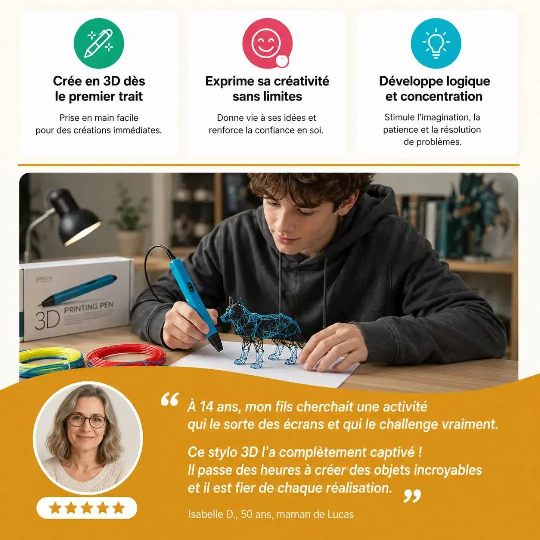 Stylo 3D Professionnel dès 14 ans – Semi-Automatique Précision