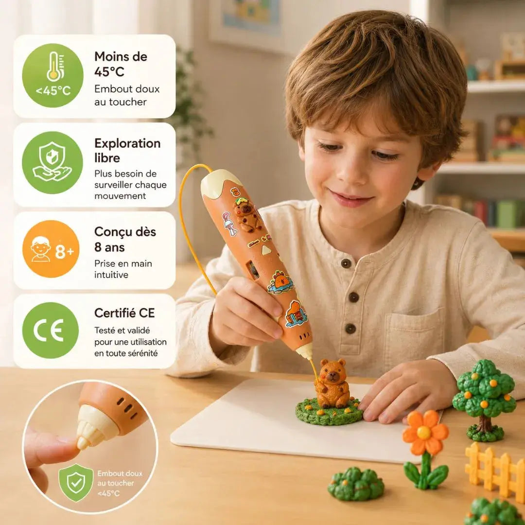 Stylo Impression 3D Enfant dès 8 ans – Kawaii Panda & Capybara
