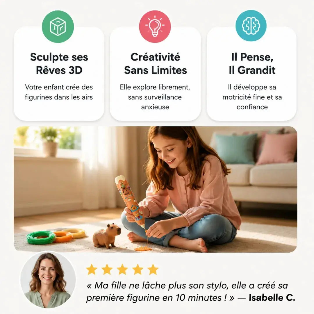 Stylo Impression 3D Enfant dès 8 ans – Kawaii Panda & Capybara