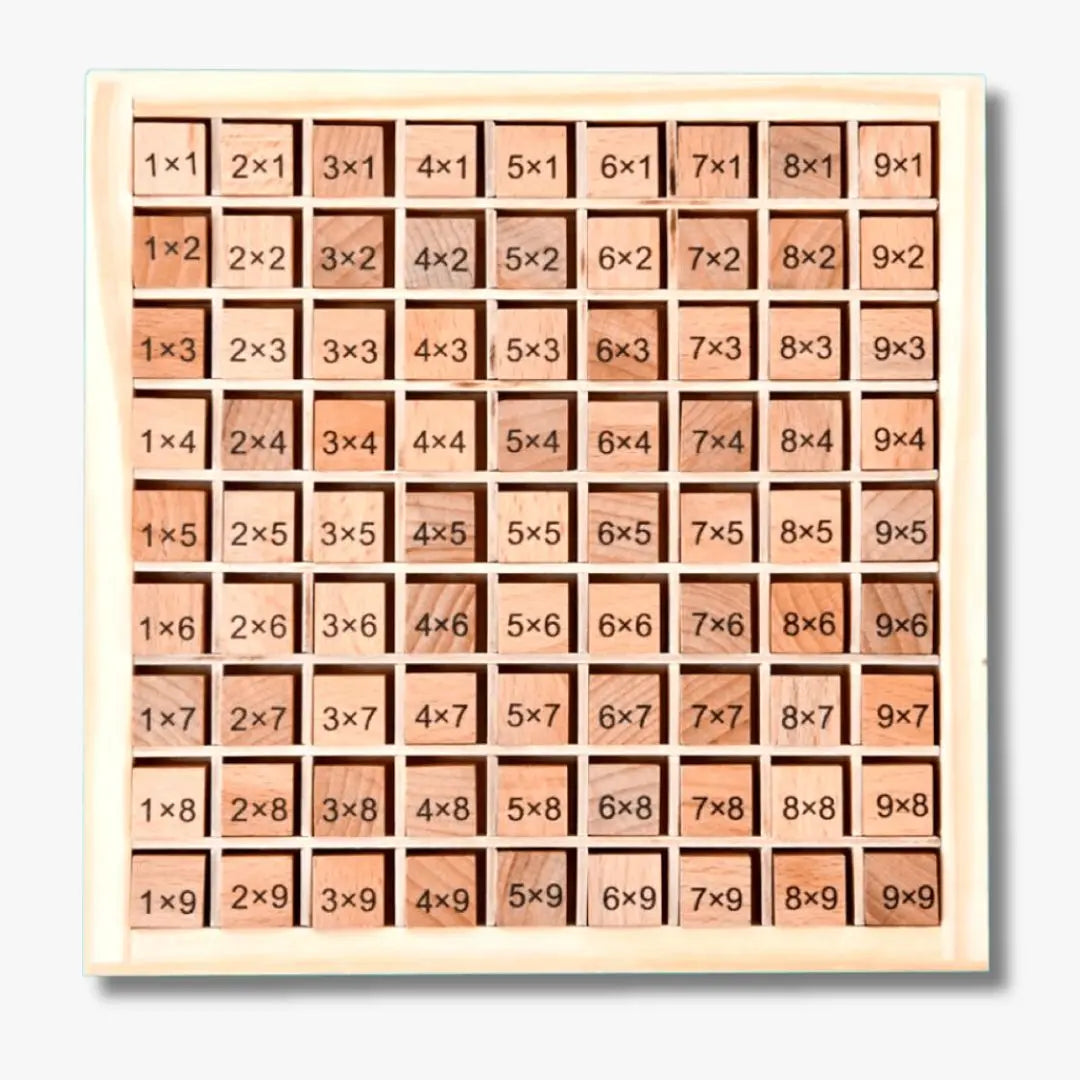 Natural Wood Montessori Multiplication Table - EduMath