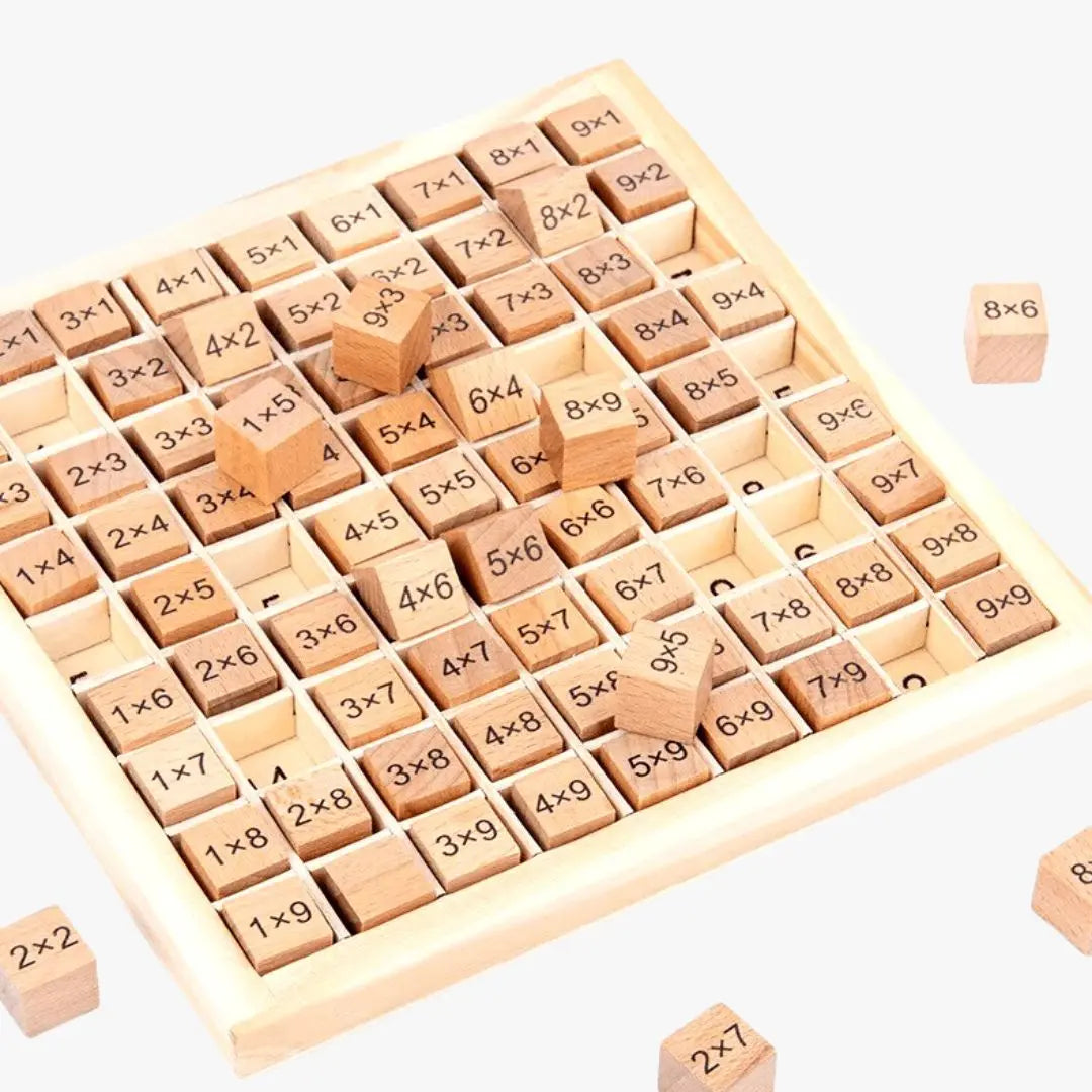 Natural Wood Montessori Multiplication Table - EduMath