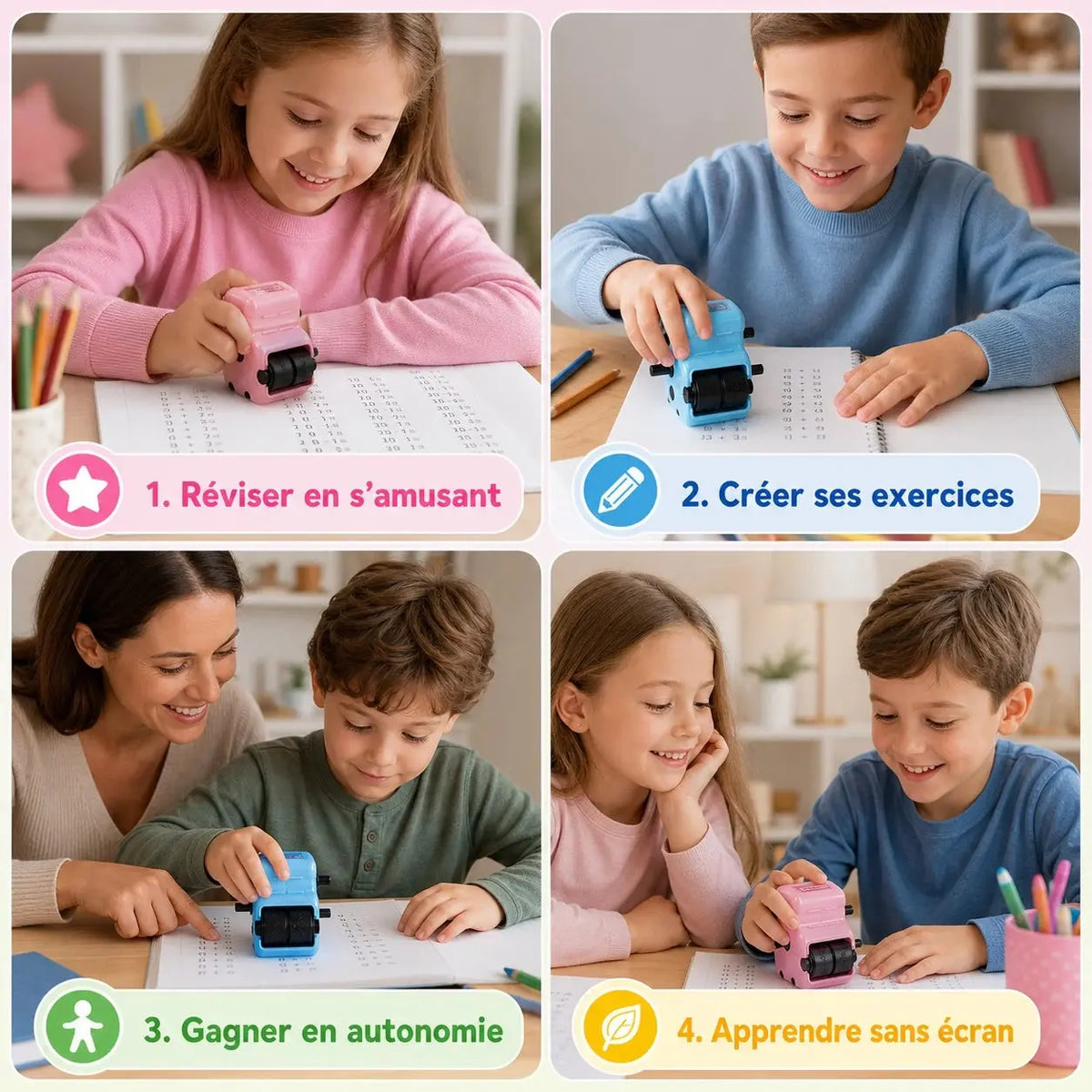 Tampon de Calcul Mental Enfant 4-en-1 – Dès 5 Ans