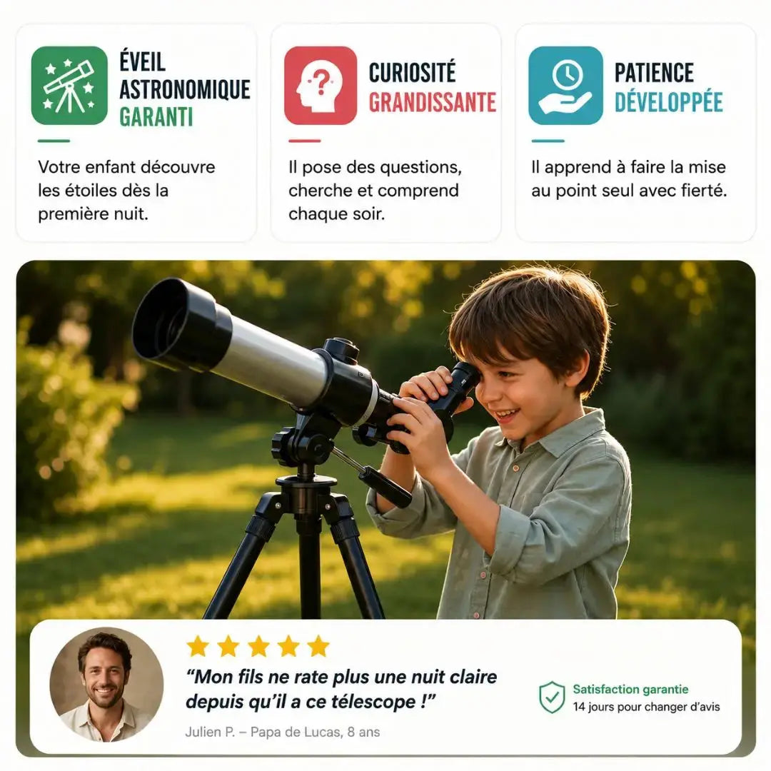 Télescope Enfant – Réfracteur Astronomique Multi-Grossissements Trépied 360°