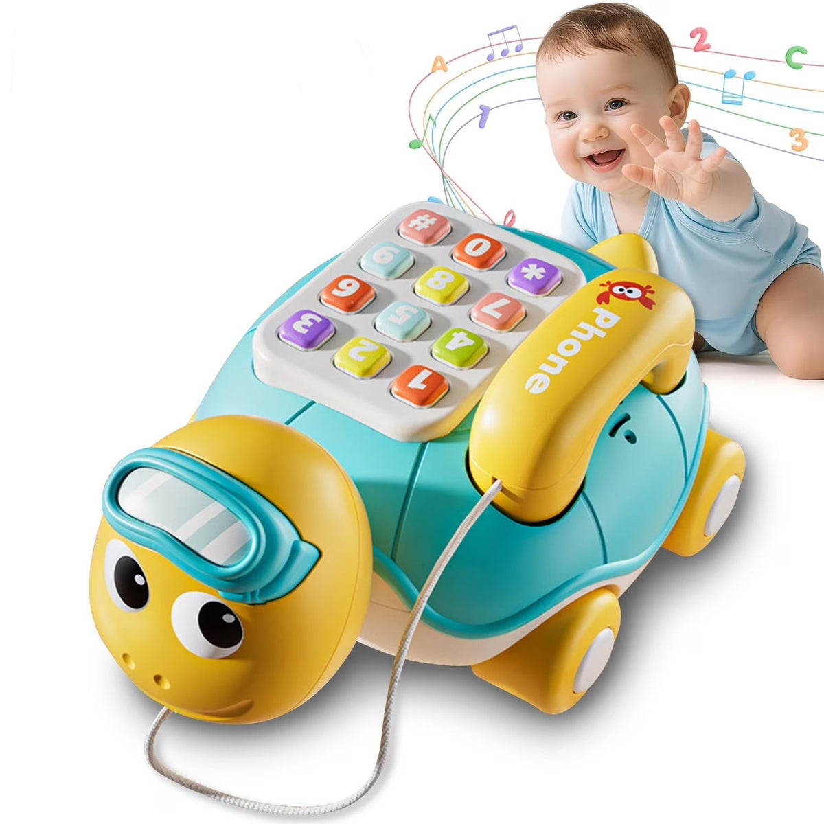 Tortue Musicale Bébé avec Téléphone Interactif