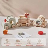 Train en Bois Animalier Montessori - Wooden Train Toy