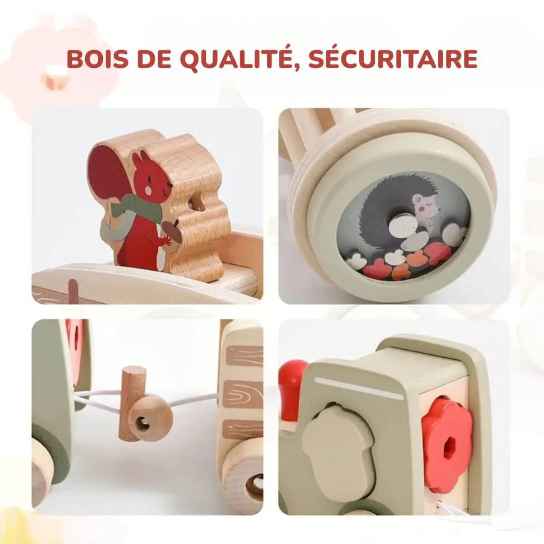 Train en Bois Animalier Montessori - Wooden Train Toy