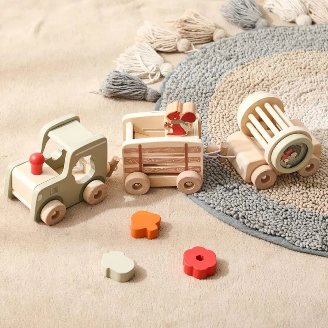 Train en Bois Animalier Montessori - Wooden Train Toy