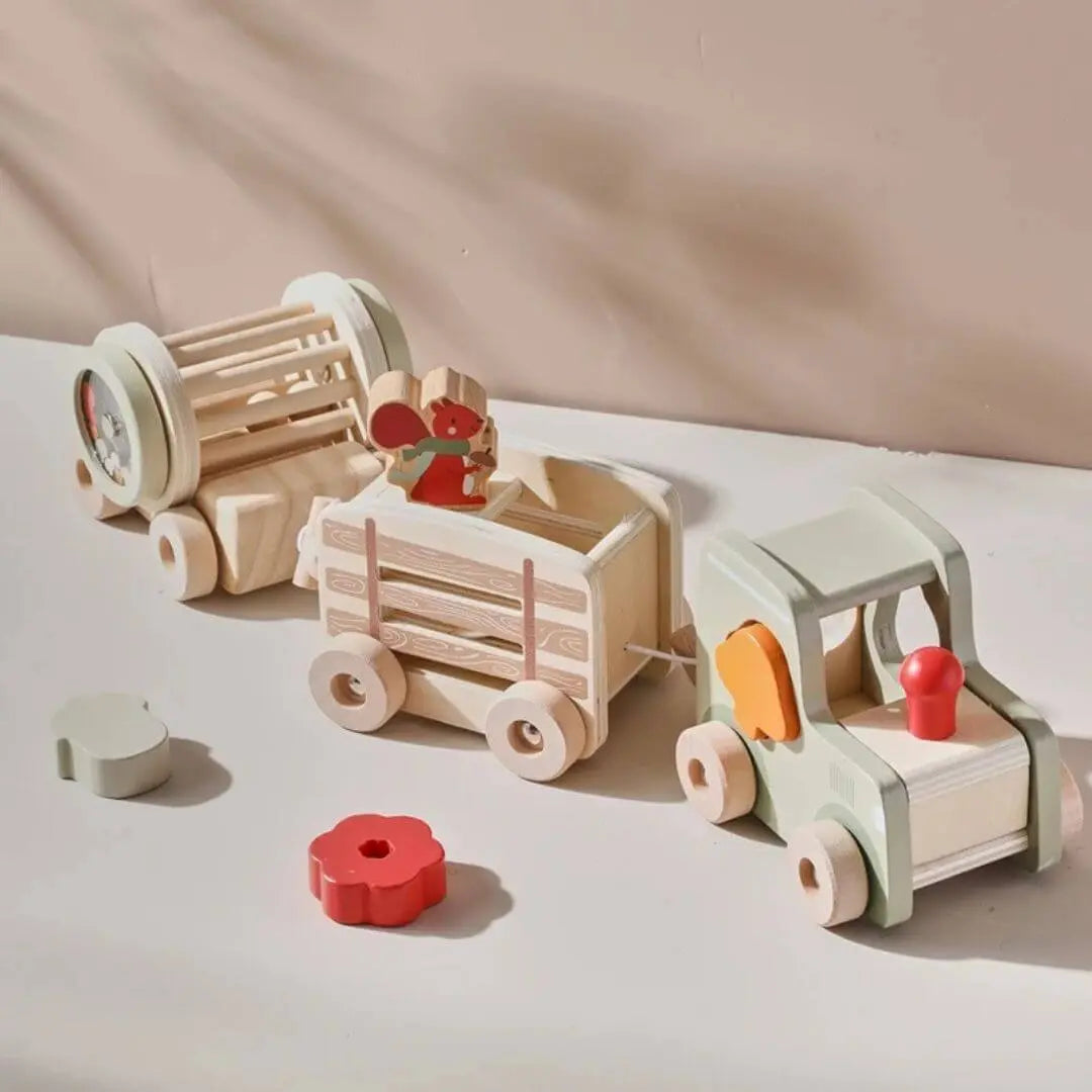 Train en Bois Animalier Montessori - Wooden Train Toy