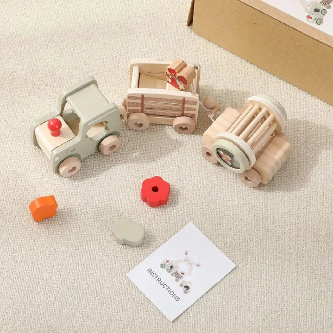 Train en Bois Animalier Montessori - Wooden Train Toy