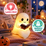 Veilleuse Fantôme Lecture – Décoration Halloween Lumineuse en Résine
