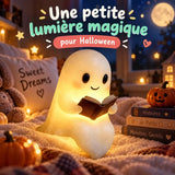 Veilleuse Fantôme Lecture – Décoration Halloween Lumineuse en Résine