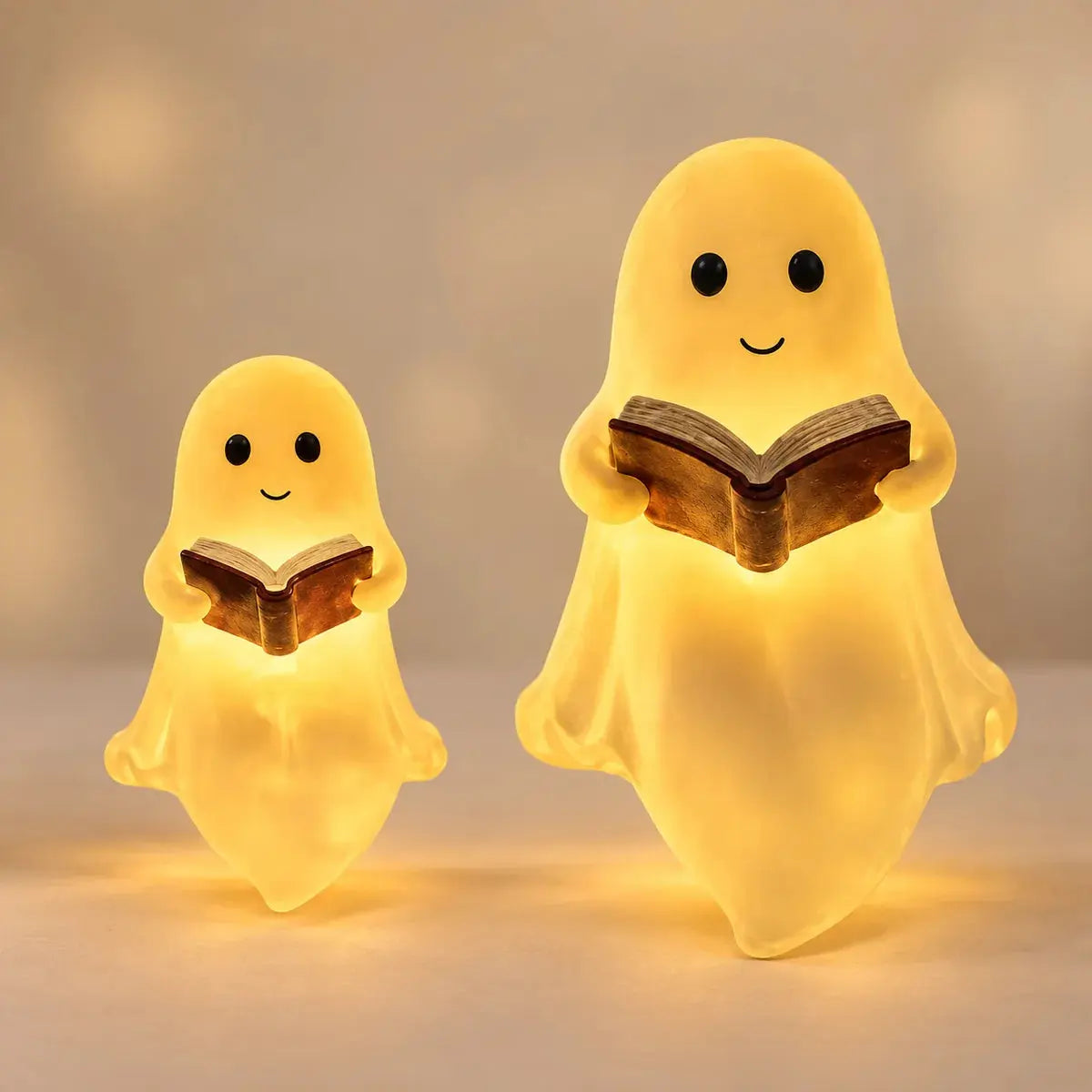 Veilleuse Fantôme Lecture – Décoration Halloween Lumineuse en Résine