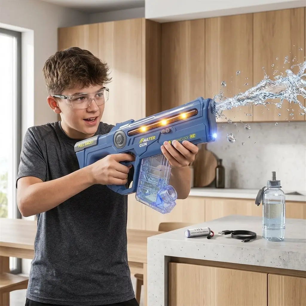 Pistolet à eau électrique rechargeable avec lumières