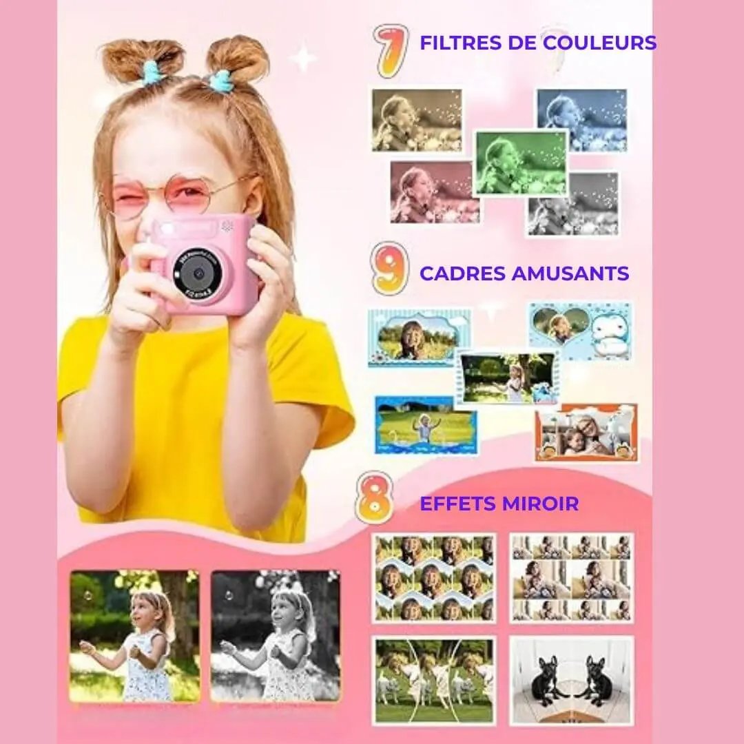 Appareil Photo Enfant – Impression Thermique – PixiPlay Rose