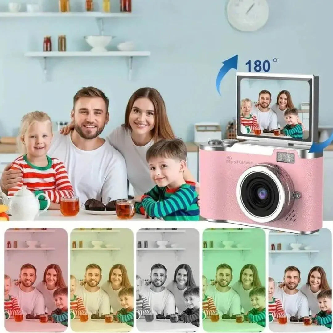 Fotocamera per Bambini 4K HD 48MP con Schermo Rotante 180° – PixyCam