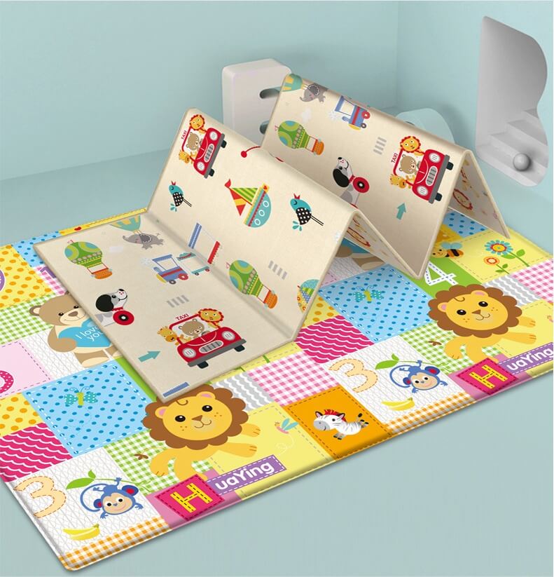 Grand Tapis de Jeu Pliable (Impression Safari et Nature Recto-Verso)