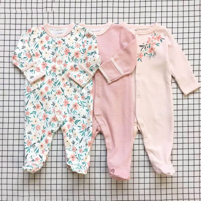 Ensemble Cadeau 3 pièces Onesie en Coton Essentiel (Coton Classe A)