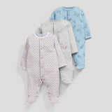Ensemble Cadeau 3 pièces Onesie en Coton Essentiel (Coton Classe A)