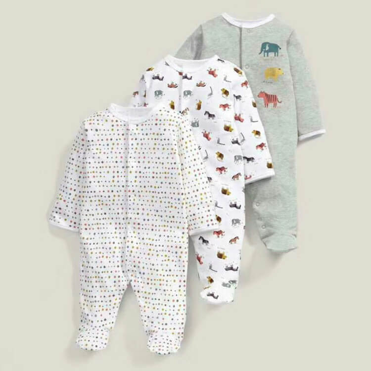 Ensemble Cadeau 3 pièces Onesie en Coton Essentiel (Coton Classe A)