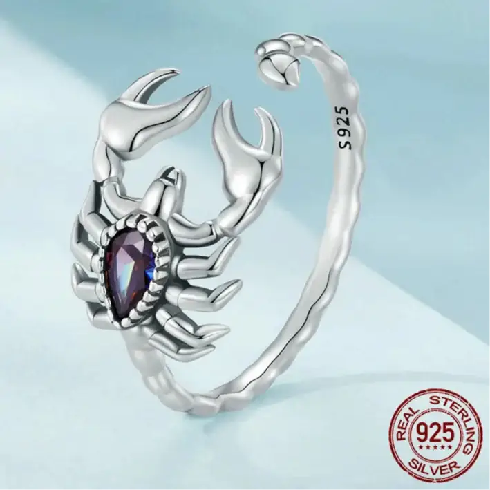 Bague Argent 925 Scorpion Diamant