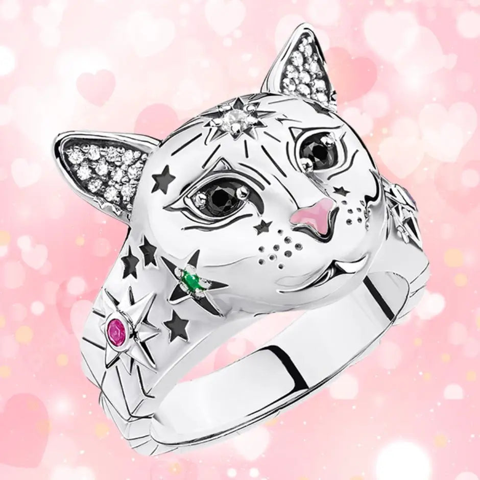 Bague Argent Chat Magic