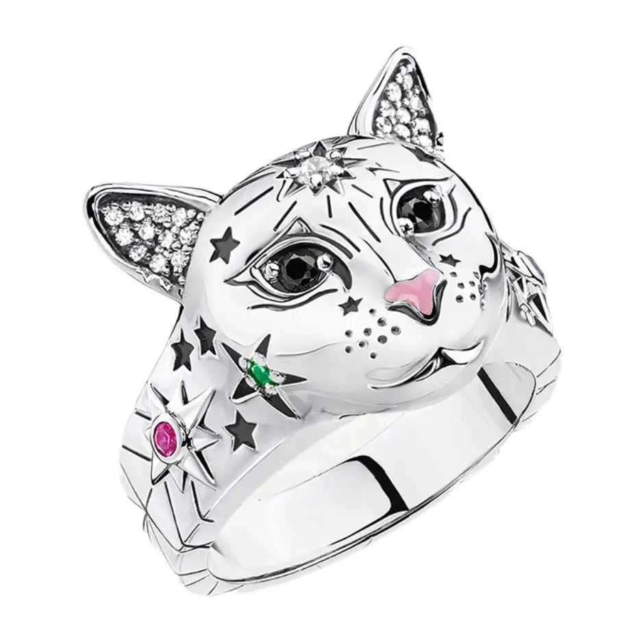 Bague Argent Chat Magic