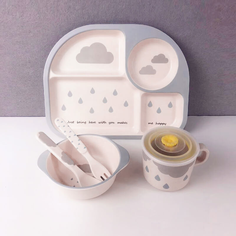 EcoMunch Bamboo Suction Plate & Spoon Set (Stay-Put)