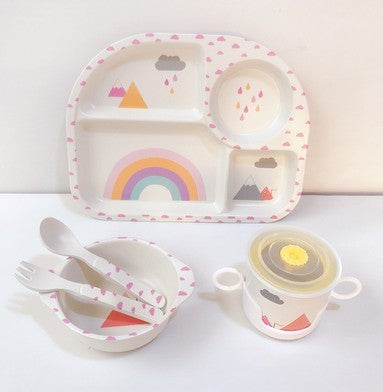 EcoMunch Bamboo Suction Plate & Spoon Set (Stay-Put)