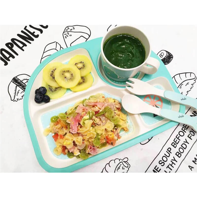 EcoMunch Bamboo Suction Plate & Spoon Set (Stay-Put)