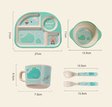 EcoMunch Bamboo Suction Plate & Spoon Set (Stay-Put)