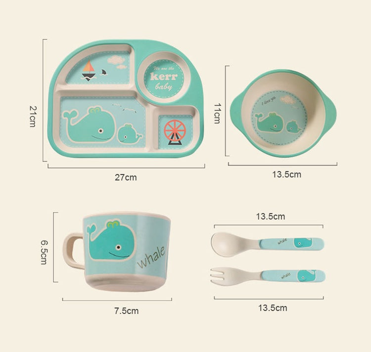 EcoMunch Bamboo Suction Plate & Spoon Set (Stay-Put)