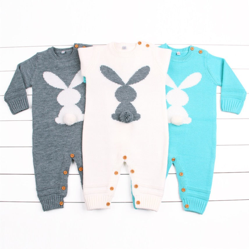 Le Petit Sauteur Combinaison Tricotée | Queue de Lapin & Pom-Pom
