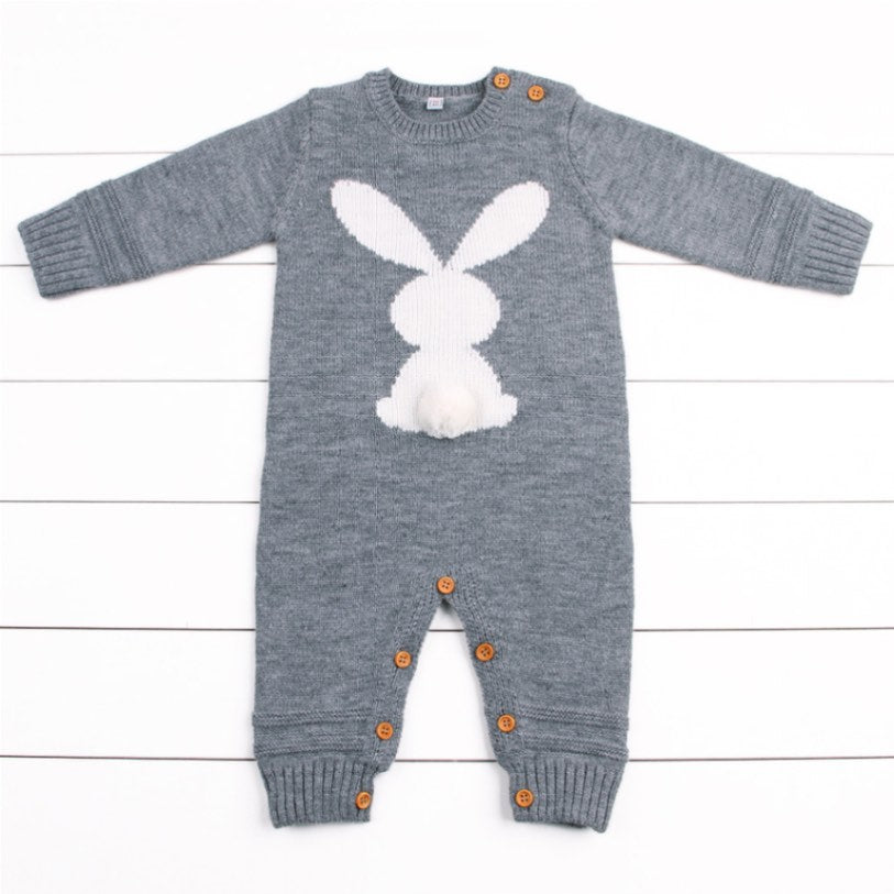 Le Petit Sauteur Combinaison Tricotée | Queue de Lapin & Pom-Pom