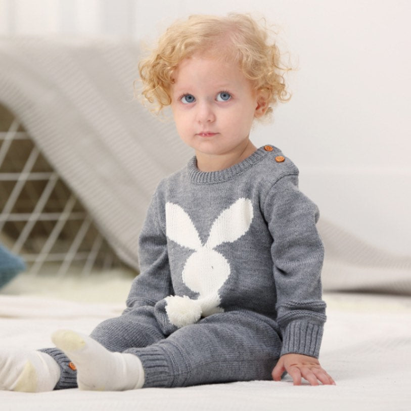 Le Petit Sauteur Combinaison Tricotée | Queue de Lapin & Pom-Pom