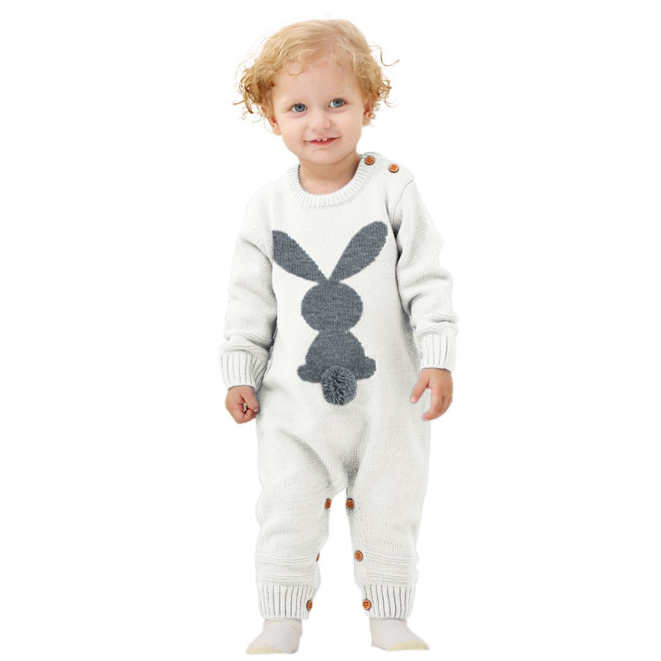 Le Petit Sauteur Combinaison Tricotée | Queue de Lapin & Pom-Pom