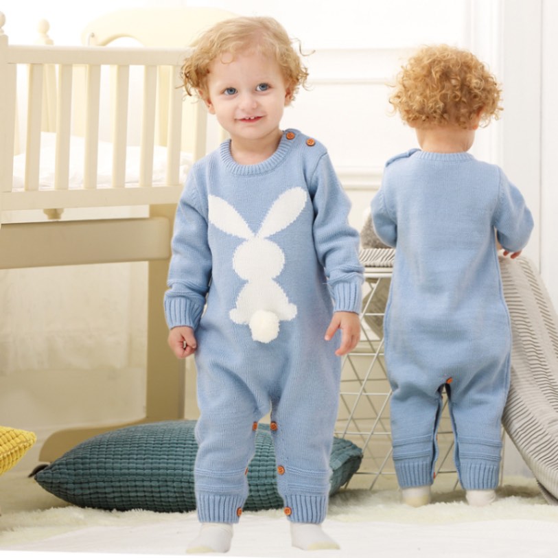 Le Petit Sauteur Combinaison Tricotée | Queue de Lapin & Pom-Pom