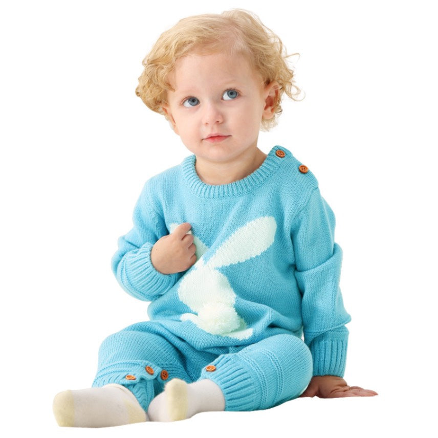 Le Petit Sauteur Combinaison Tricotée | Queue de Lapin & Pom-Pom