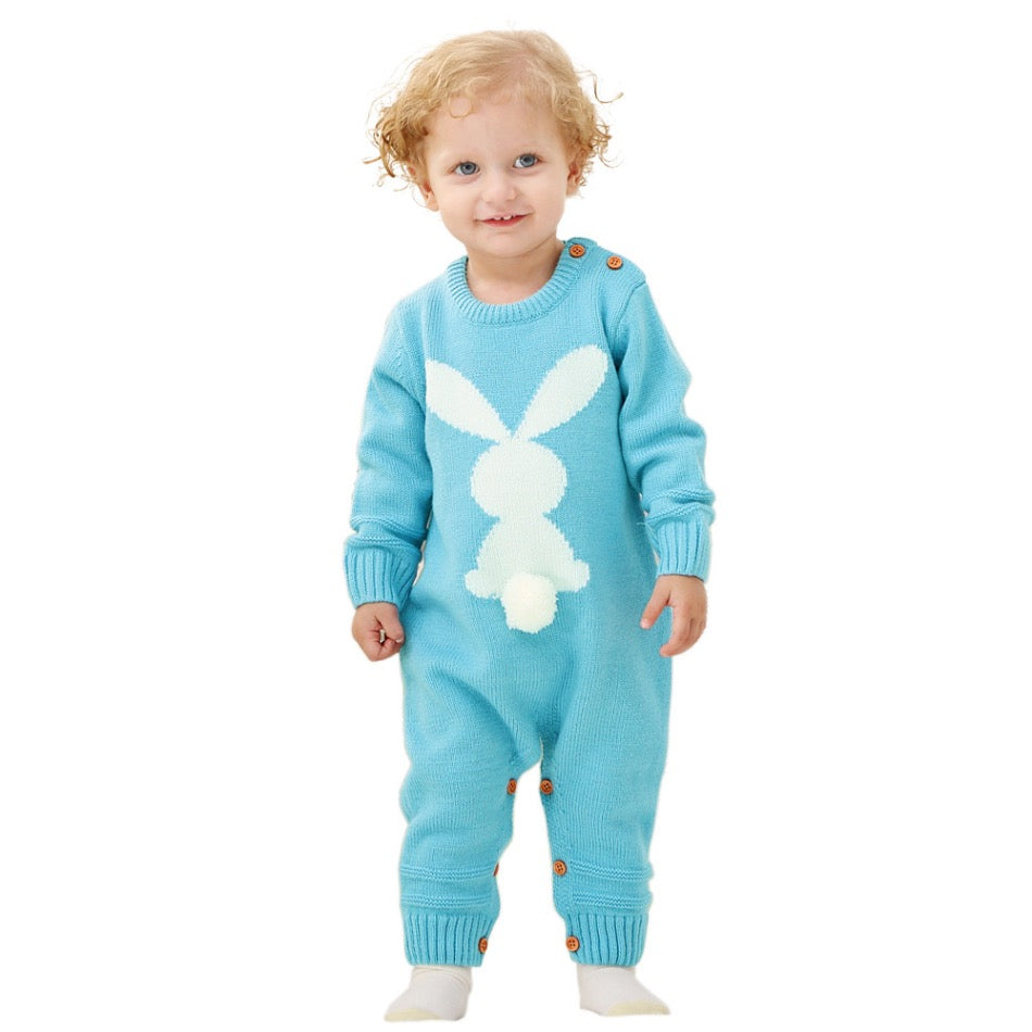 Le Petit Sauteur Combinaison Tricotée | Queue de Lapin & Pom-Pom