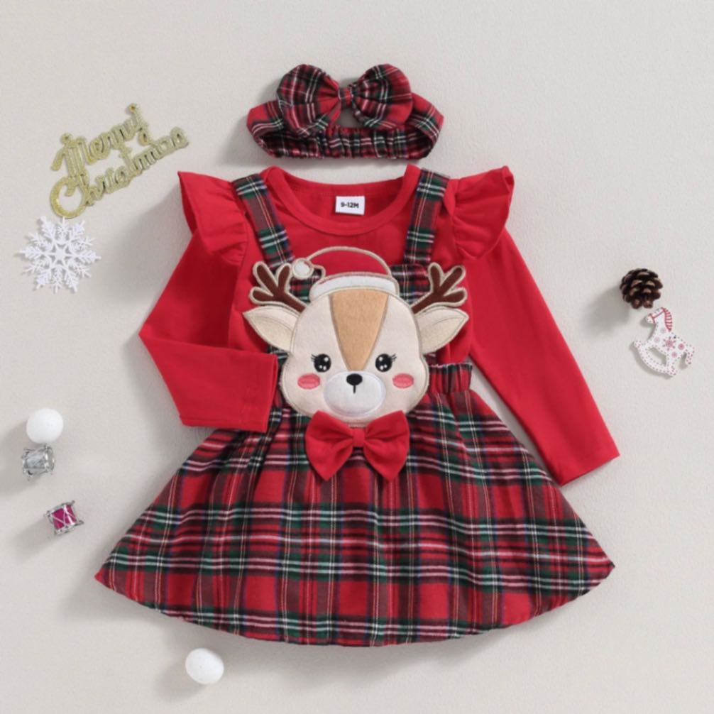 Ensemble de Noël Reindeer Joy | Tenue de Fête 3 Pièces