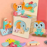 MontessoriFit Puzzle Animal 3D en Bois | Jouet d'Apprentissage Précoce