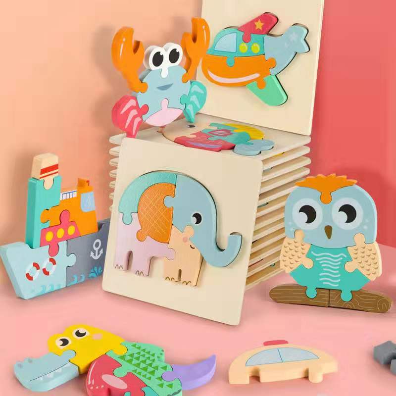 MontessoriFit Puzzle Animal 3D en Bois | Jouet d'Apprentissage Précoce
