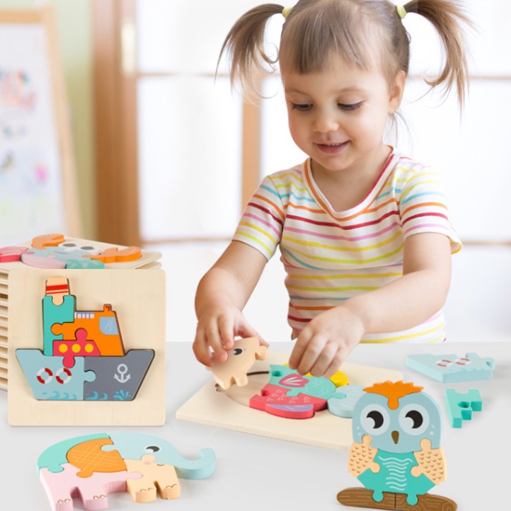 MontessoriFit Puzzle Animal 3D en Bois | Jouet d'Apprentissage Précoce