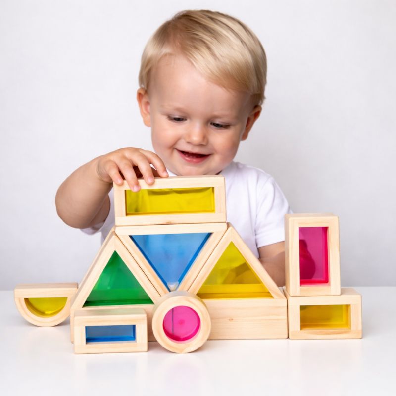 Blocs Sensoriels en Bois Colorés Enfant | LumiBlocks