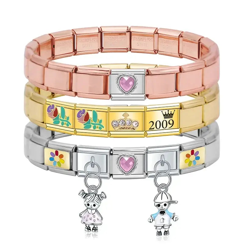 Bracelet à breloques en acier inoxydable
