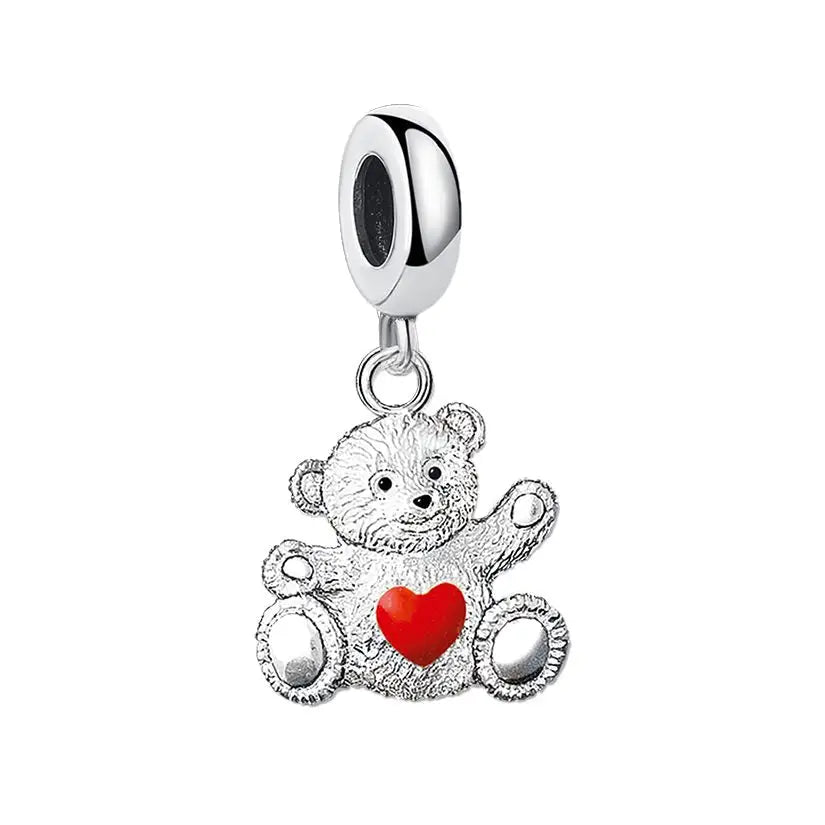 Breloque Collier Nounours Amour Argent