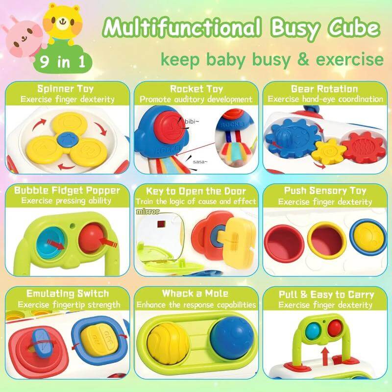 TravelTot 9-en-1 Cube Montessori Occupé (Jouet Fidget)