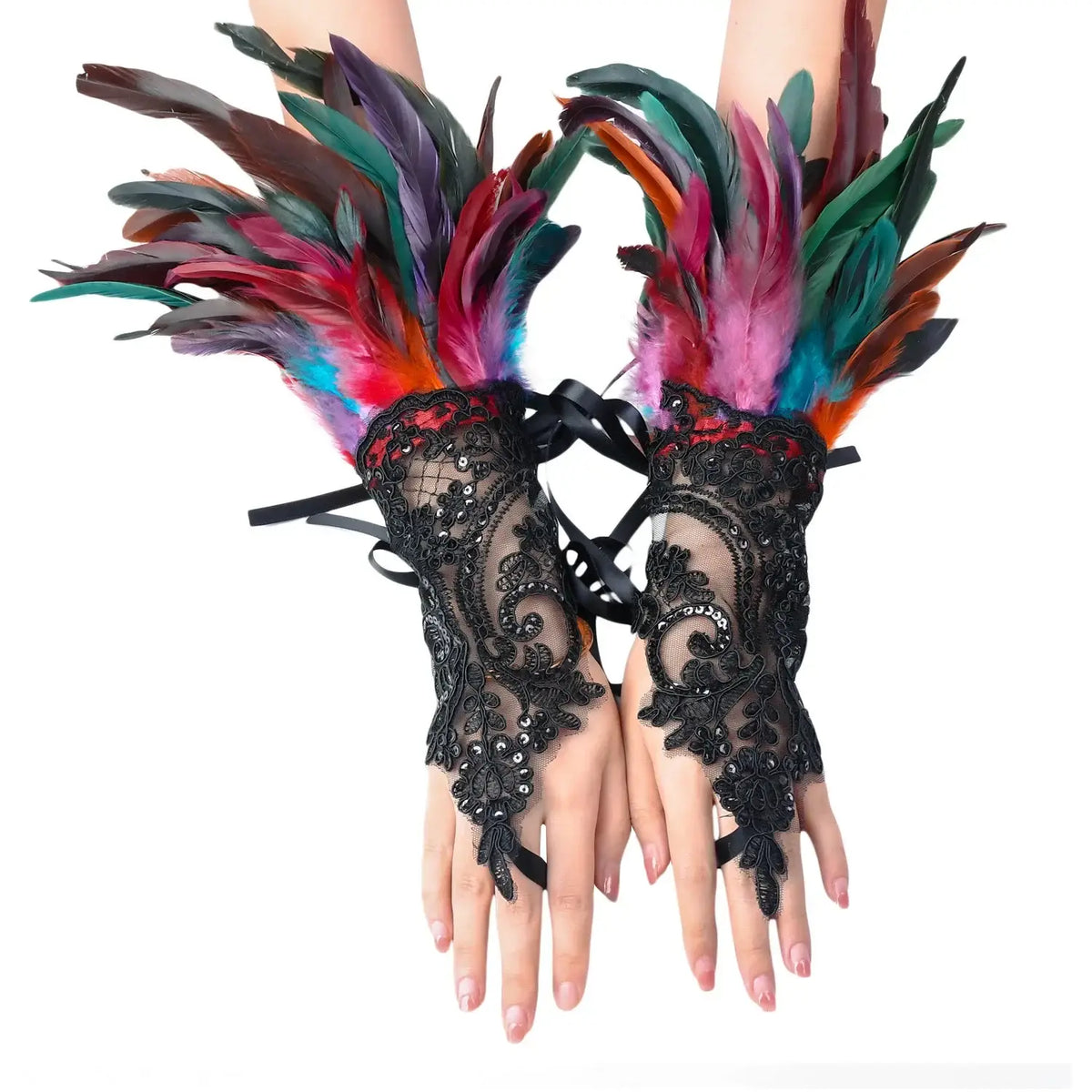 Gants en plumes Bal masqué